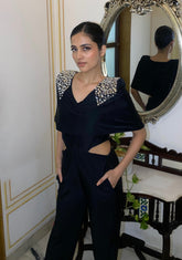 Dark Black Dahlia Flare Jumpsuit